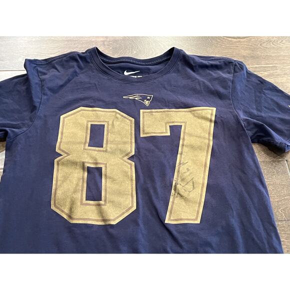 Nike Mens Navy Athletic Cut The Nike Tee Rob Gronkowski #87 NE Patriots Size L - Picture 5 of 12